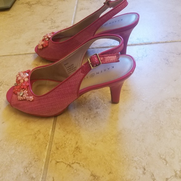 Karen Scott pink peep toe sling back pumps - Picture 6 of 8